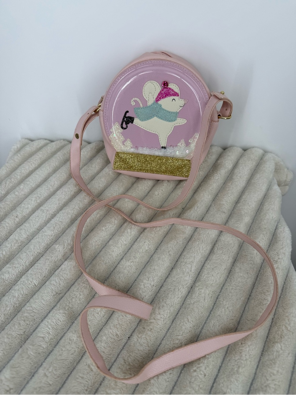 Bath & Body Works Kids Pink Ice Skating Mouse Crossbody Bag